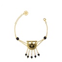 Kahila's Gold - Plated Silver Bracelet with Black Onyx Stone and Drop (KC122)