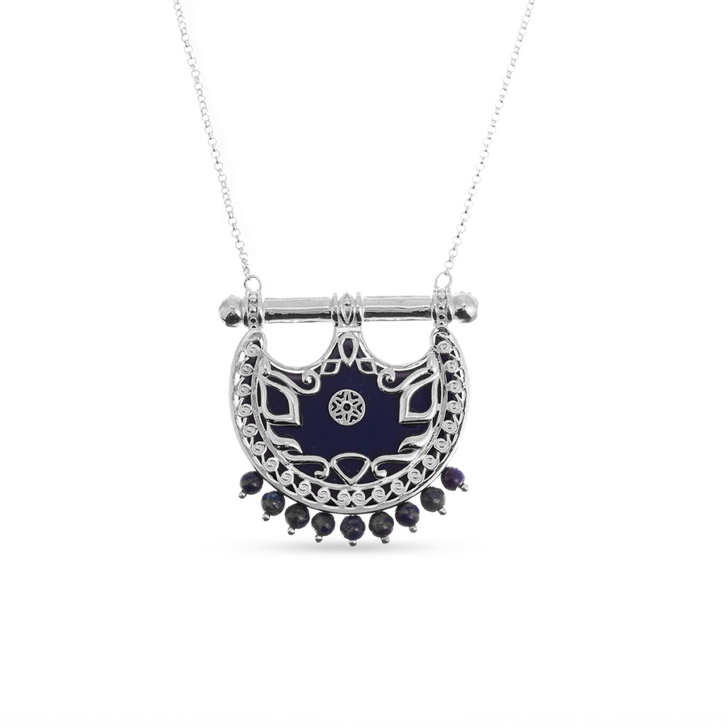Kahila's Silver Necklace with Lazord Stone-Large (KC130)