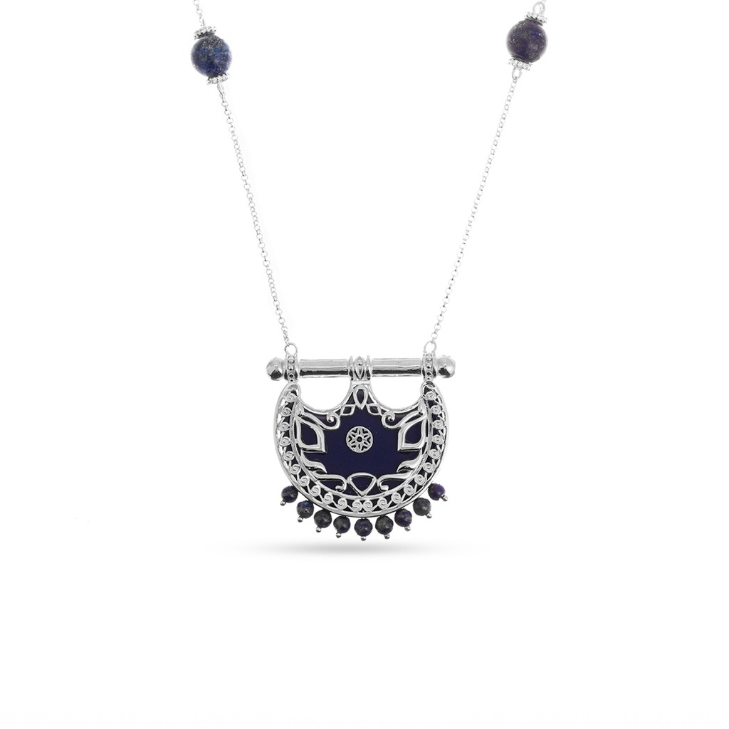 Kahila's Silver Necklace with Lazord Stone- Small (KC139)