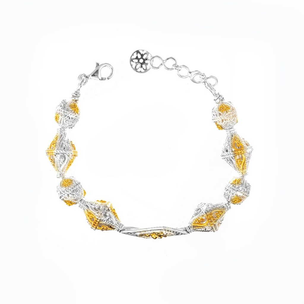 Omani Silver Teembe Bangle , partially gold plated (OTB125)