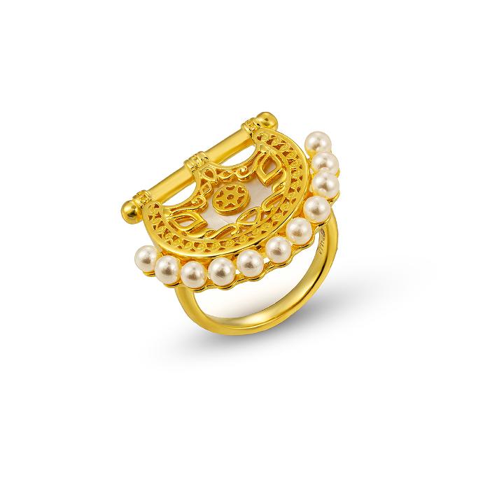 Kahilah's Gold-Plated Silver Ring with Pearl (KC8)