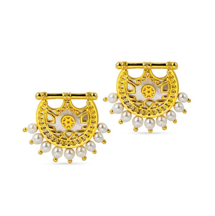 Kahilah's Gold-Plated Silver Earring with Pearl  (KC6)