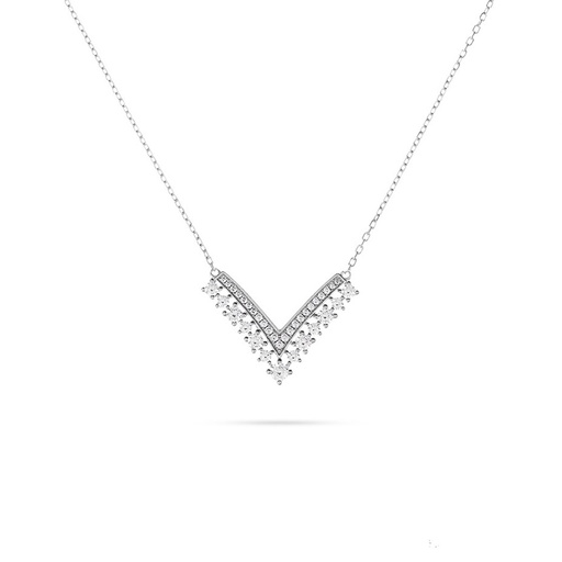 [p5667] Zircon Silver Choker 
