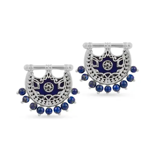 [H04871] Kahila's Silver Earring with Lazord Stone (KC136)