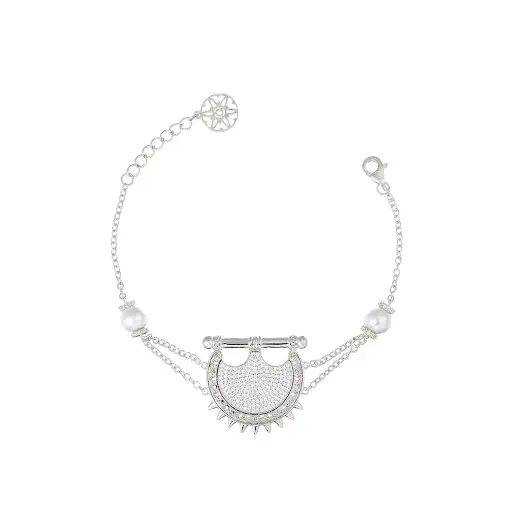 [H04526] Kahila's Zircon Spiky Silver Bracelet (KC126)