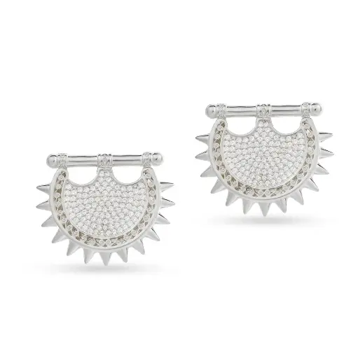 [H03543] Kahila's Zircon Spiky Silver Earring (KC61)