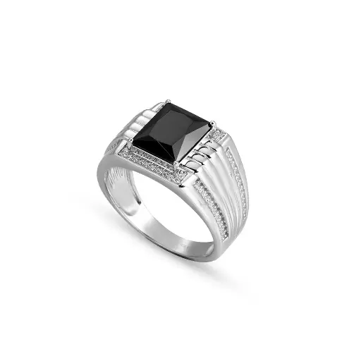 Men Ring, Black Stone (SR06014G)