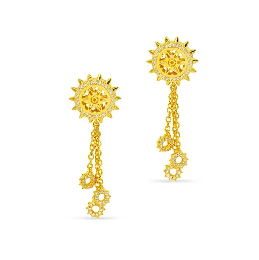 [p4485] Spiky's Gold-Plated Silver Earring with drops(SPC4)