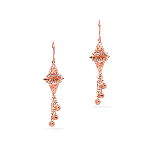 [p8291] Zayan's Rose Gold-Plated Silver Earring with Drops (ZC30)