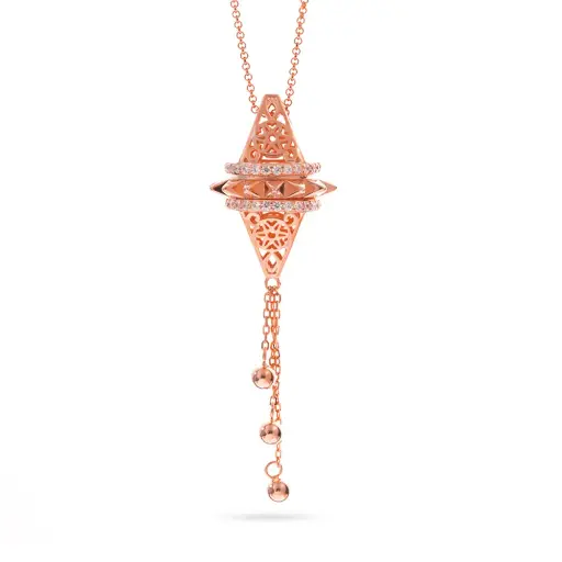 [p7716] Zayan's Rose Gold-Plated Silver Necklace with drops - Medium (ZC50)