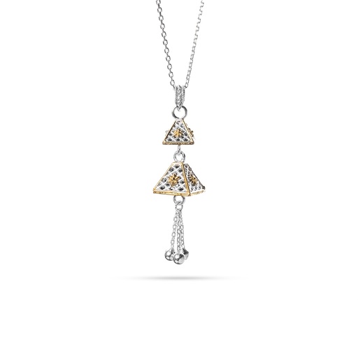 [H03586] Omani Silver Necklace, partially gold plated (ON345)