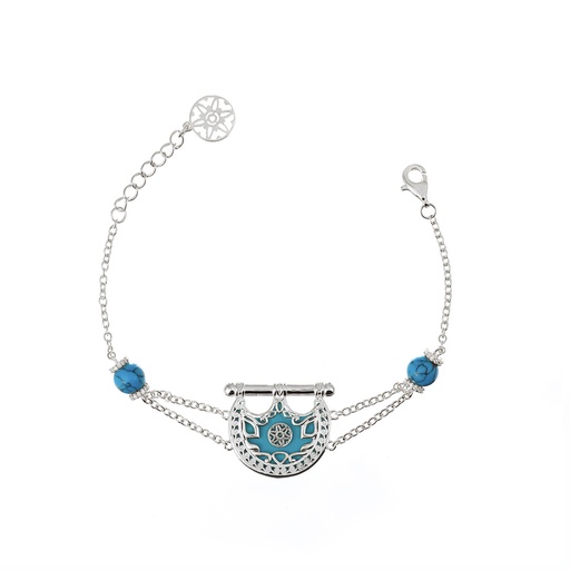 [H03982] Kahila's Silver Bracelet with Turquoise (KC74)