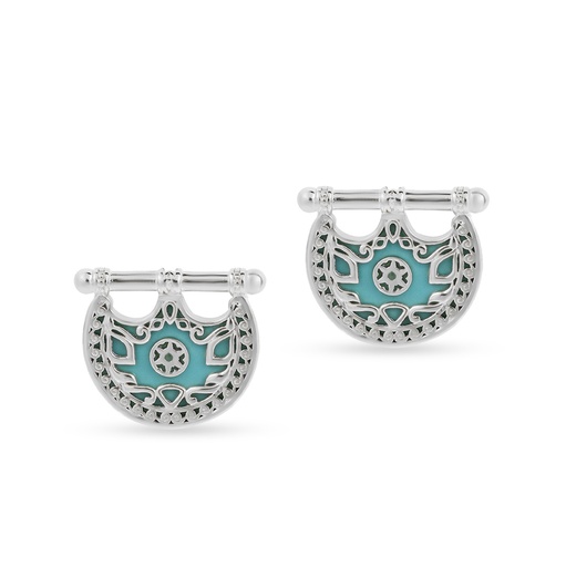 [H03984] Kahila's Silver Earring with Turquoise (KC76)