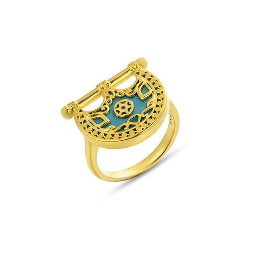 Kahila's Gold Plated- Silver Ring with Turquoise (KC82)
