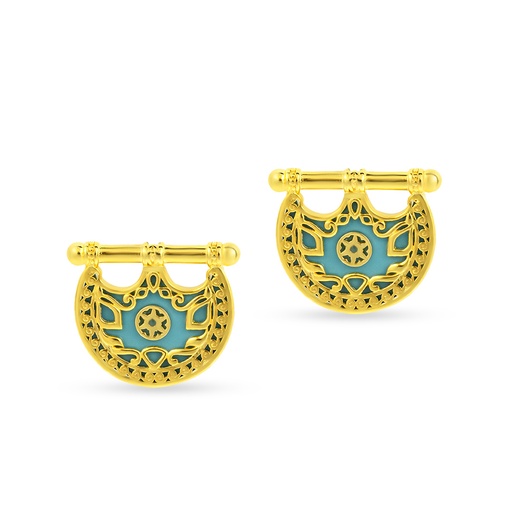 [H04006] Kahilah's Gold-Plated Silver Earring with Turquoise (KC87)