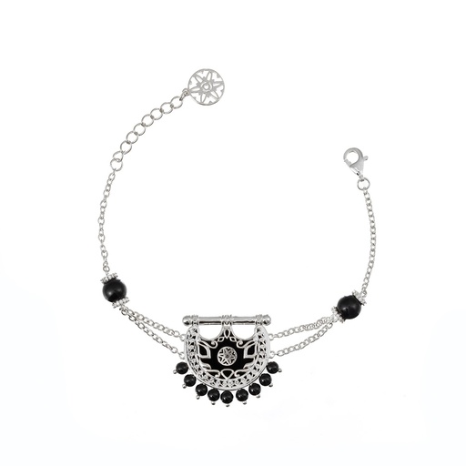 [H04032] Kahila's Silver Bracelet with Black Onyx Stone (KC99)