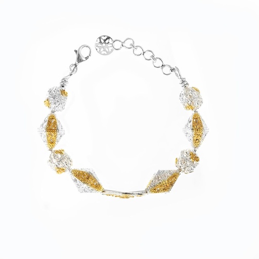 [p6705] Omani Silver Teembe Bangle , partially gold plated (OTB133)