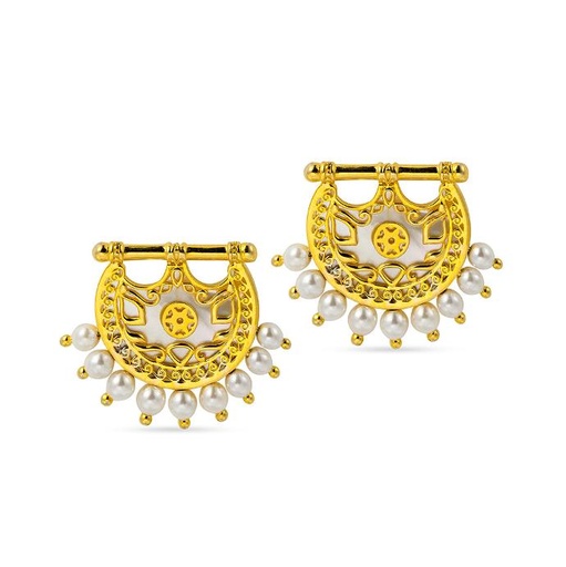[p7791] Kahilah's Gold-Plated Silver Earring with Pearl  (KC6)